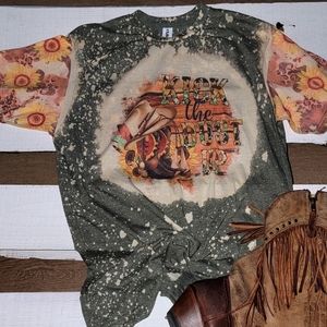 Handmade sublimation bleached tee